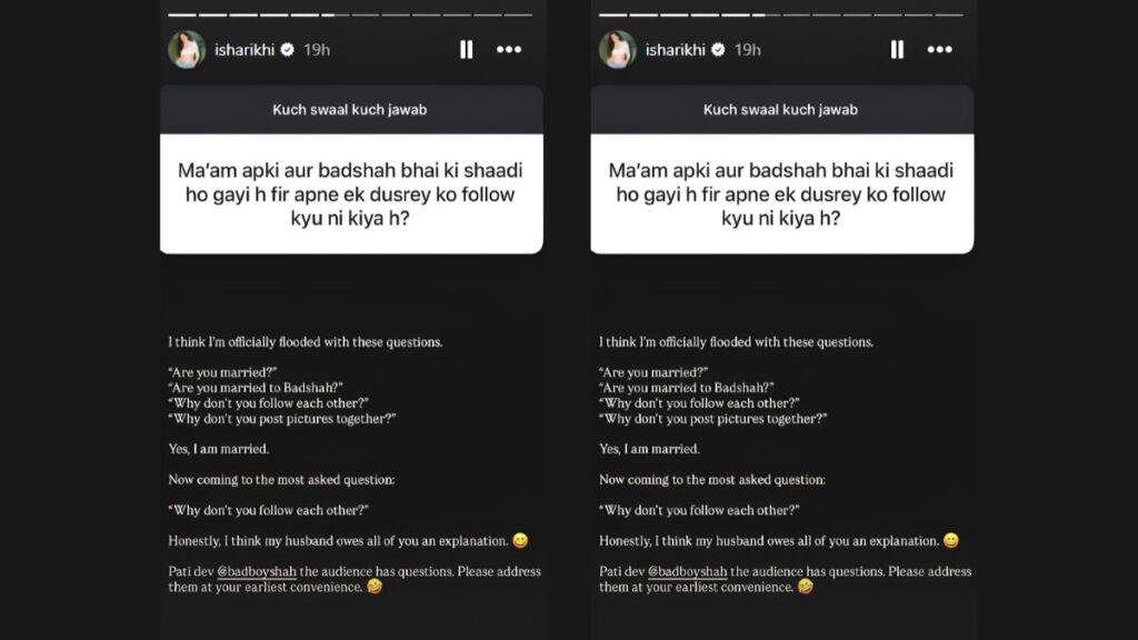 Isha Rikhi posts about marriage troubles with Badshah